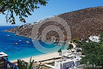 Psarou beach in Mykonos, Greece Editorial Stock Photo