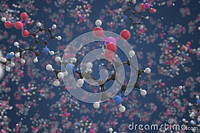 Psilocybin molecule made with balls, conceptual molecular model. Chemical 3d rendering Stock Photo