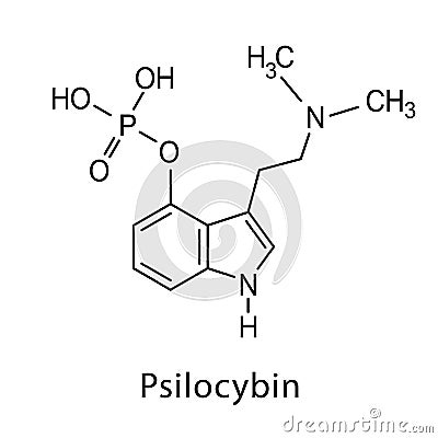 Psilocybin molecule, vector chemical formula Vector Illustration