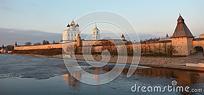 Pskov Krom at hte sunset Stock Photo