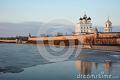 Pskov Krom at hte sunset Stock Photo