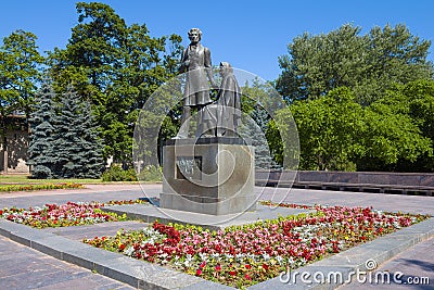 Monument `Pushkin and the Peasant`, Pskov Editorial Stock Photo
