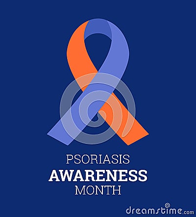 Psoriasis Awareness Month poster and banner design template, skin disease that causes red flaky vector world ribbon sign Stock Photo
