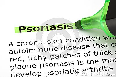 Psoriasis Highlighted With Green Marker Stock Photo