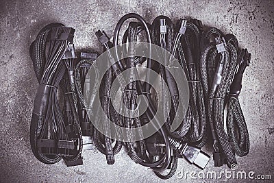 PSU Cables for Computer Power Supply Stock Photo