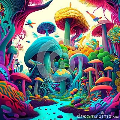 Psychedelic art refers to artwork that is inspired by or attempts to depict the psychedelic experience Stock Photo