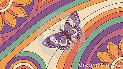 Psychedelic butterfly pattern. Retro and vibrant insect design. vector design Generative AI Vector Illustration