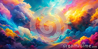 psychedelic colorful clouds abstract background Generative By AI Stock Photo