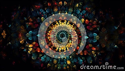 Psychedelic flower vibrant colors, abstract design, illuminated generated by AI Stock Photo