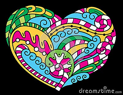 Psychedelic heart Vector Illustration