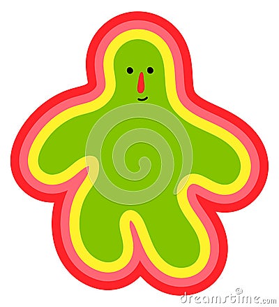 Psychedelic human figure. Colorful funky trendy sticker Vector Illustration