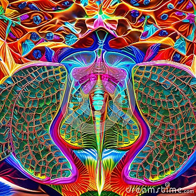 A psychedelic interpretation of the human body, with organs and bones taking on surreal forms and colors3, Generative AI Stock Photo