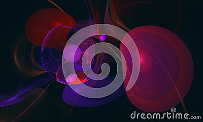 Psychedelic mesmerizing flow of floating colorful cells or distorted bubbles in deep dark space. Stock Photo