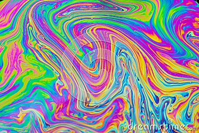 Psychedelic multicolored patterns background. Photo macro shot of soap bubbles Stock Photo