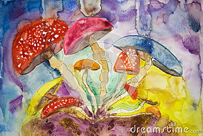 Psychedelic mushrooms insomnia. Stock Photo