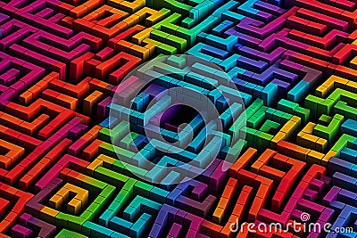 Psychedelic patterns and optical illusions in rainbow of colors on black background Stock Photo
