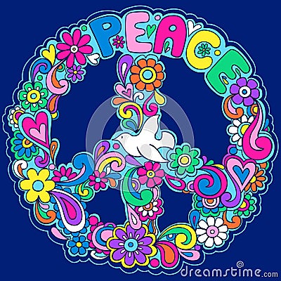 Psychedelic Peace Sign Vector Illustration Vector Illustration