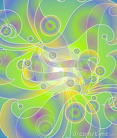 Psychedelic Retro Swirls Blue Stock Photo