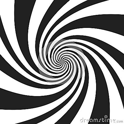 Psychedelic spiral with radial gray rays. Swirl twisted retro background. Comic effect vector illustration Cartoon Illustration