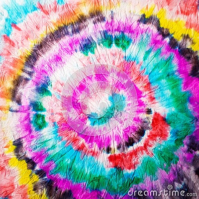 Psychedelic Swirl. Rainbow Tie Dye. Shibori Stock Photo