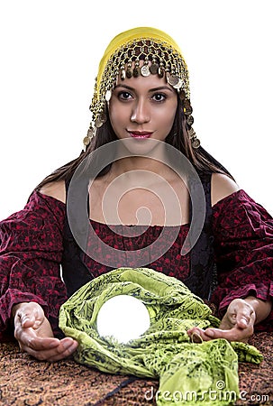 Psychic or Fortune Teller on White Background Stock Photo