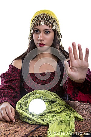 Psychic or Fortune Teller on White Background Stock Photo