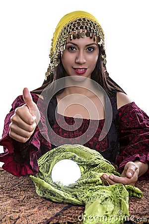 Psychic or Fortune Teller on White Background Stock Photo