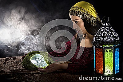 Psychic or Gypsy Halloween Costume Stock Photo