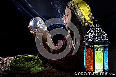 Psychic or Gypsy Halloween Costume Stock Photo