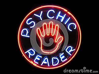 Psychic Reader Neon Sign Stock Photo