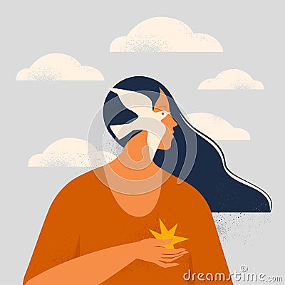 The psychological concept of mental health, manipulation or dependence. Vector Illustration