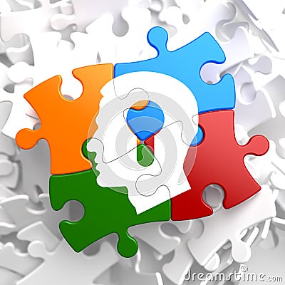 Psychological Concept on Multicolor Puzzle. Stock Photo