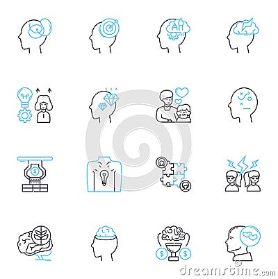 Psychological Help linear icons set. Therapy, Counseling, Support, Recovery, Healing, Empathy, Compassion line vector Vector Illustration