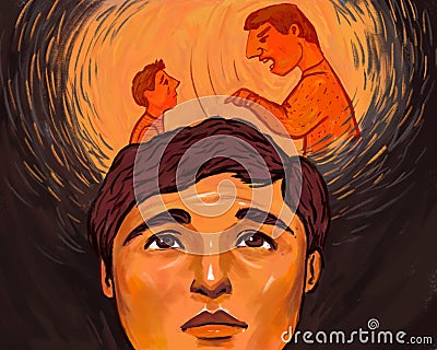 Psychological problems. The inner child and the inner parent. Inner world, suffering from childhood Stock Photo
