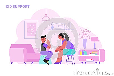 Psychological Support Flat Illustration Vector Illustration
