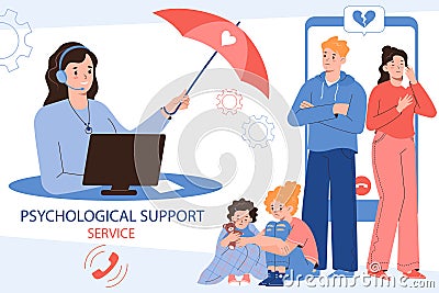 Psychological Support Service Vector Illustration