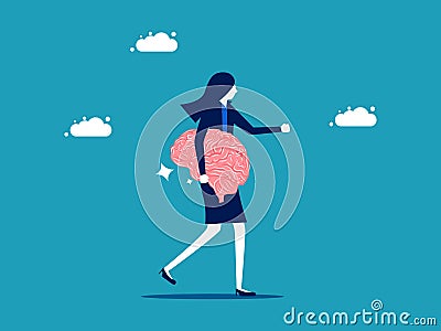 Psychologist. Businesswoman holding a brain. business concept vector Vector Illustration