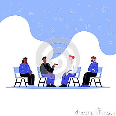 Group psychotherapy session Vector Illustration