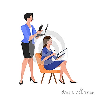 Psychologist listen to patient on a session. Vector Illustration