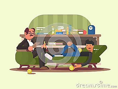 Psychologist man in office Vector Illustration