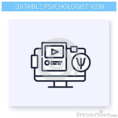 Psychology blog line icon. Editable illustration Vector Illustration