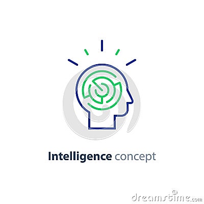 Psychology concept logo, strategy game icon, emotional intelligence Vector Illustration