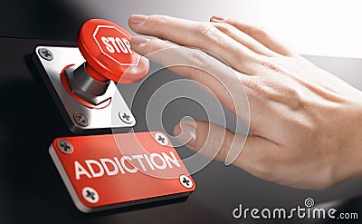 Psychology concept, Stop Addiction or Dependence Stock Photo