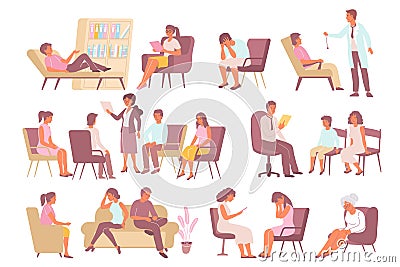 Psychology Flat Set Vector Illustration