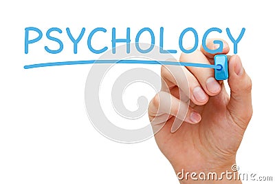 Psychology Hand Blue Marker Stock Photo