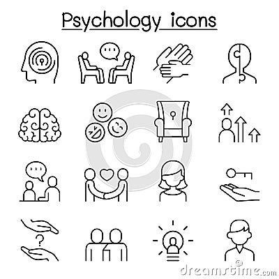 Psychology icon set in thin line style Vector Illustration