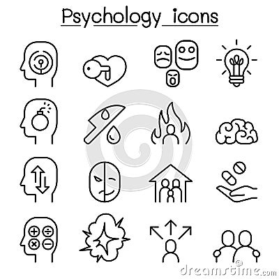 Psychology icon set in thin line style Vector Illustration