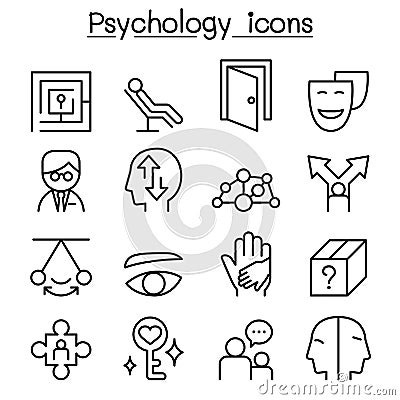 Psychology icon set in thin line style Vector Illustration