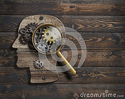 Psychology or invent conception. Brain function model 3d illustration. Stock Photo