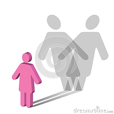 Psychology-Multiple Personality Disorder-Female Vector Illustration